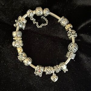 Elegant pandora sterling Silver Charm Bracelet